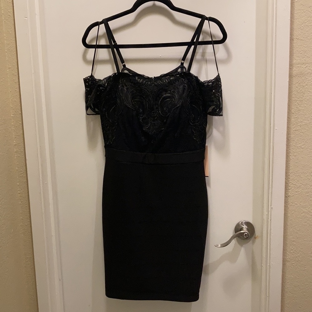 New strapless lace black dress size large